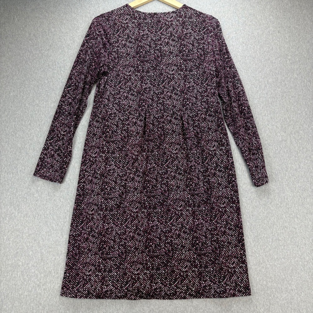 JJill Dress Womens M Tall Purple Stretch Flowy Abstract Long Sleeve Knee Length - Picture 2 of 9